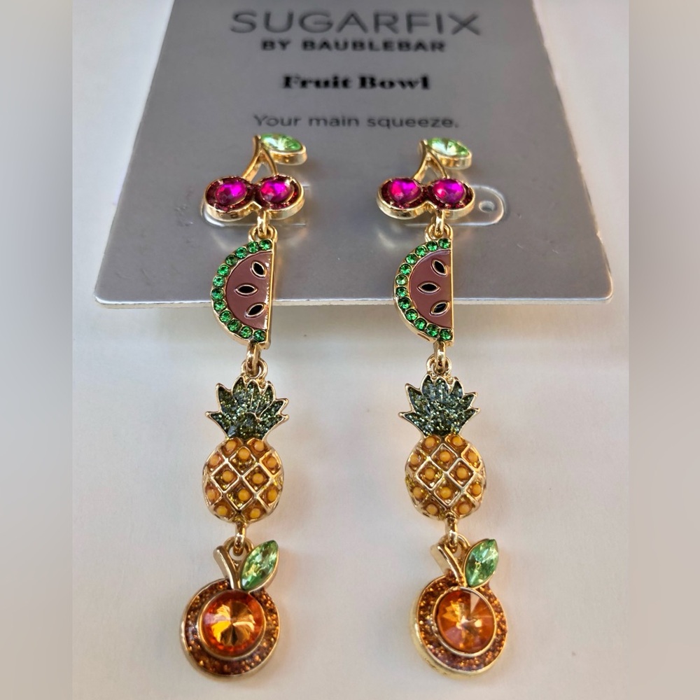 🍒New BAUBLEBAR “Your Main Squeeze” Crystal🍊Fruit Bowl🍉Dangle Earrings🍒